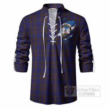 Elliot Clan Crest In Me Tartan Ghillie Shirt Scotland Flag Style