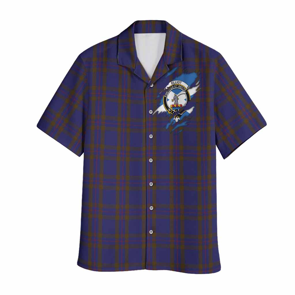 Elliot Clan Crest In Me Tartan Hawaiian Shirt Scotland Flag Style