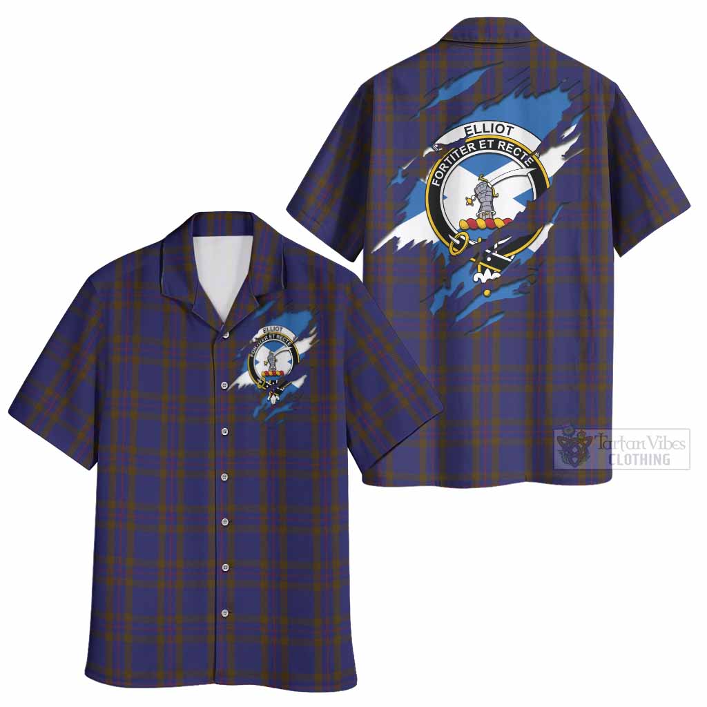 Elliot Clan Crest In Me Tartan Hawaiian Shirt Scotland Flag Style