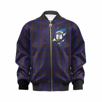 Elliot Clan Crest In Me Tartan Kid Bomber Jacket Scotland Flag Style