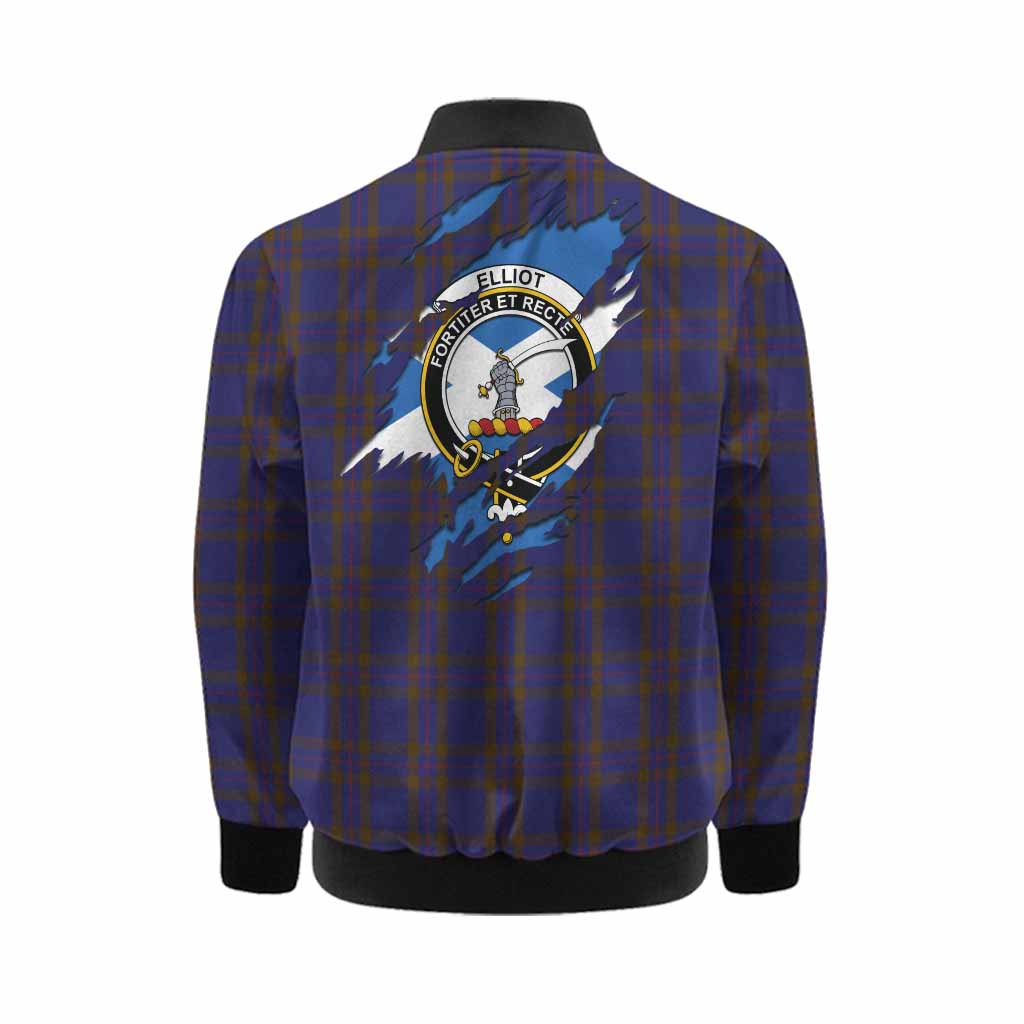 Elliot Clan Crest In Me Tartan Kid Bomber Jacket Scotland Flag Style