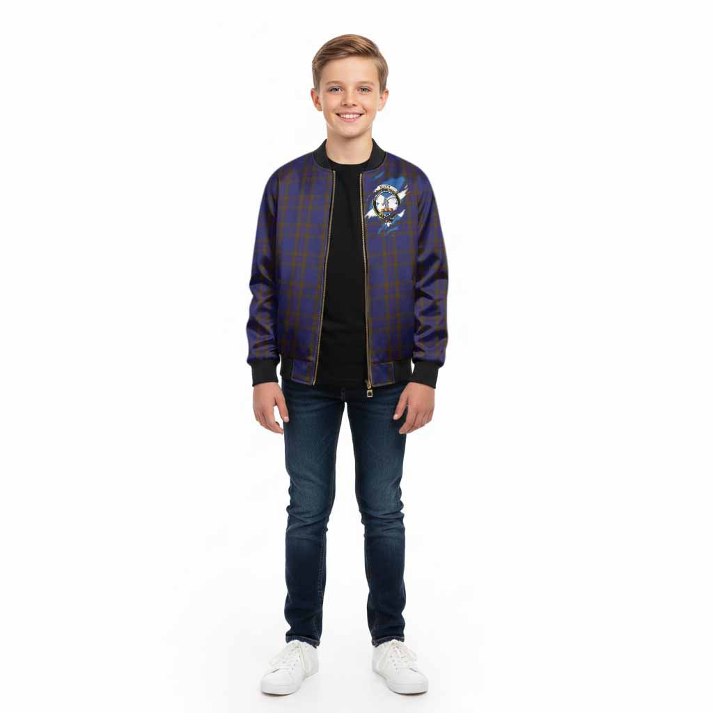 Elliot Clan Crest In Me Tartan Kid Bomber Jacket Scotland Flag Style