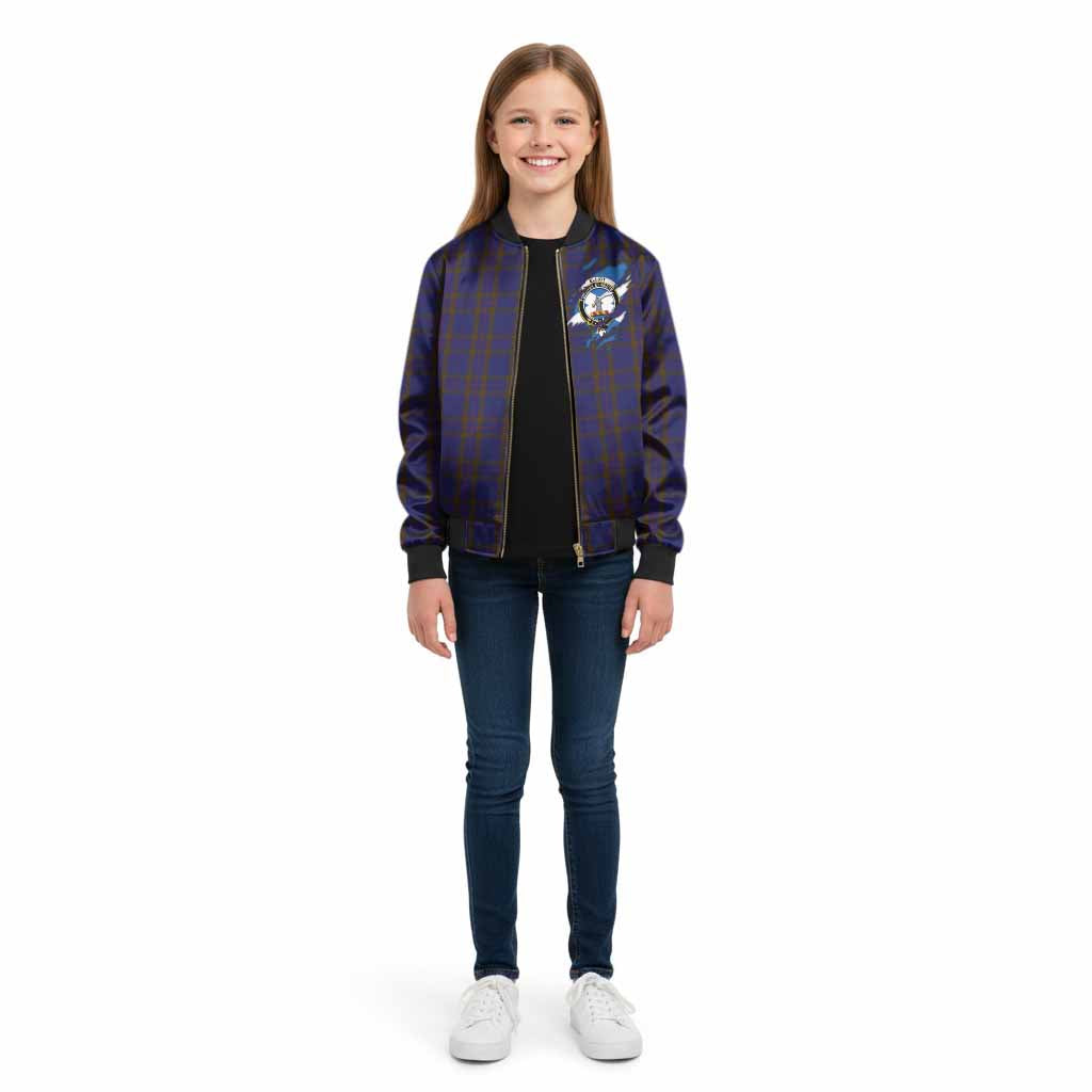 Elliot Clan Crest In Me Tartan Kid Bomber Jacket Scotland Flag Style
