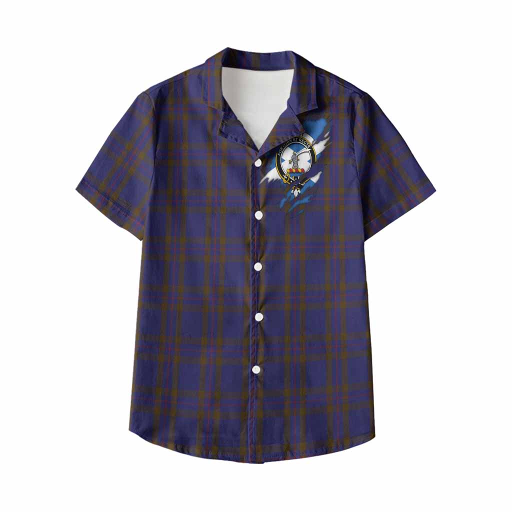 Elliot Clan Crest In Me Tartan Kid Hawaiian Shirt Scotland Flag Style