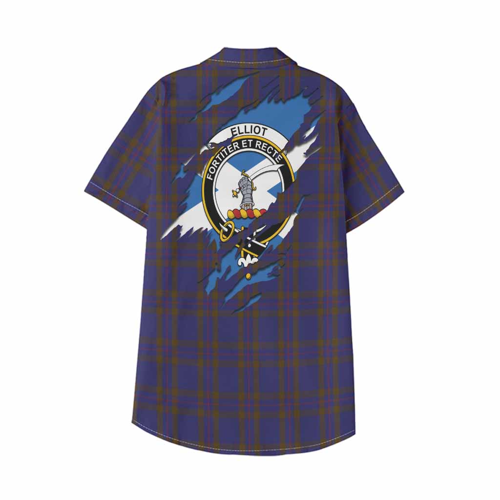 Elliot Clan Crest In Me Tartan Kid Hawaiian Shirt Scotland Flag Style