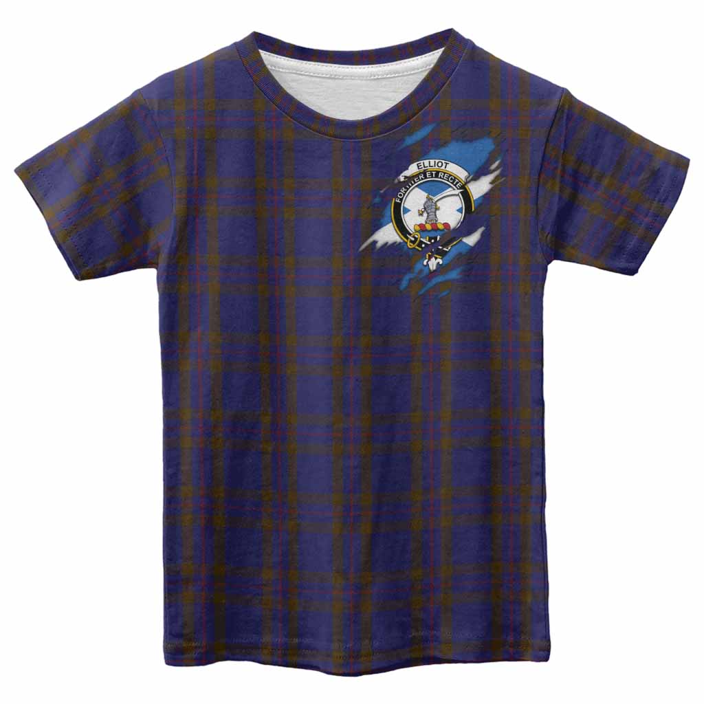 Elliot Clan Crest In Me Tartan Kid T-shirt Scotland Flag Style