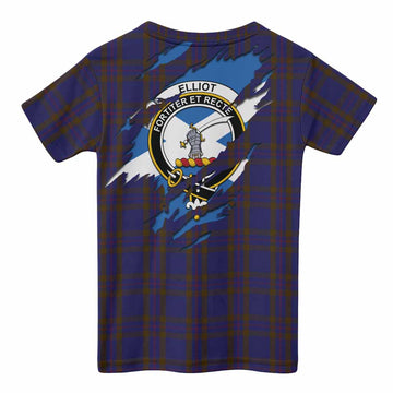 Elliot Clan Crest In Me Tartan Kid T-shirt Scotland Flag Style
