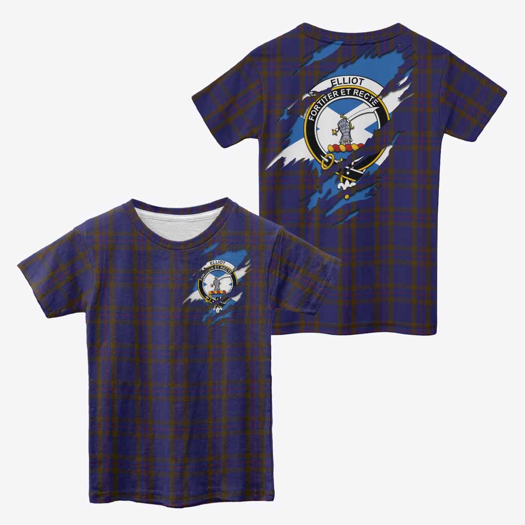 Elliot Clan Crest In Me Tartan Kid T-shirt Scotland Flag Style