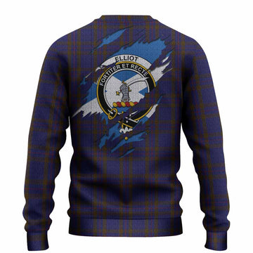Elliot Clan Crest In Me Tartan Knitted Sweater Scotland Flag Style