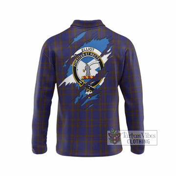Elliot Clan Crest In Me Tartan Long Sleeve Polo Shirt Scotland Flag Style