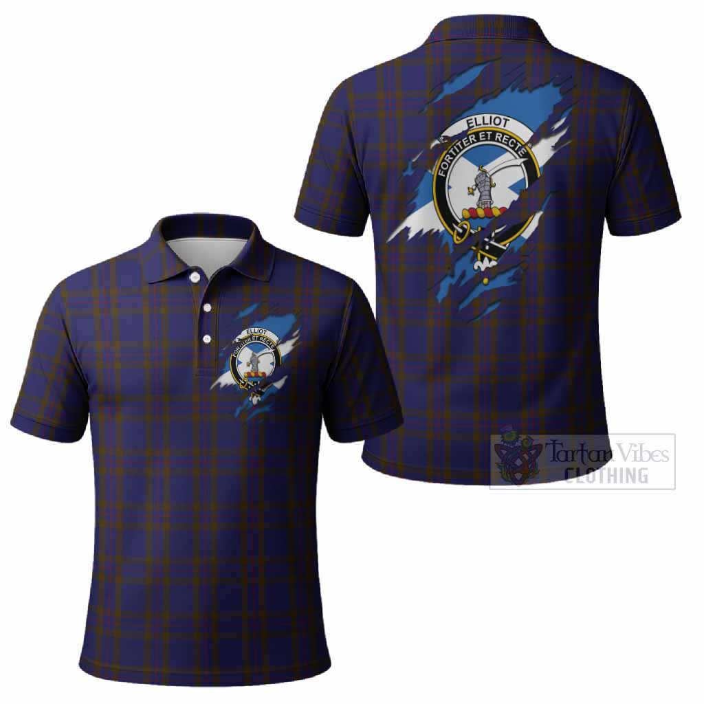 Elliot Clan Crest In Me Tartan Polo Shirt Scotland Flag Style