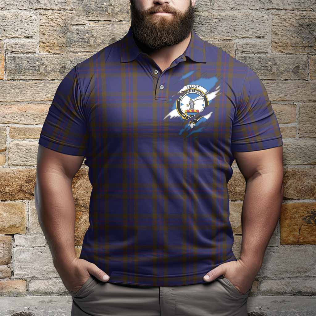 Elliot Clan Crest In Me Tartan Polo Shirt Scotland Flag Style
