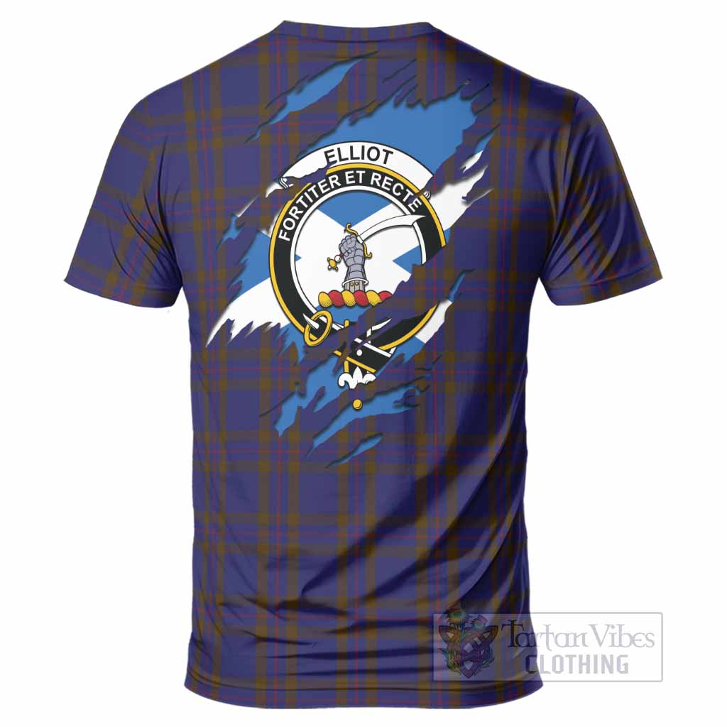 Elliot Clan Crest In Me Tartan T-Shirt Scotland Flag Style
