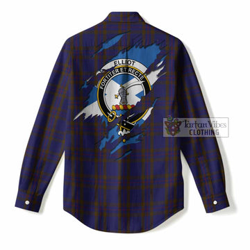 Elliot Clan Crest In Me Tartan Women Casual Shirt Scotland Flag Style
