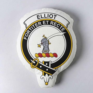 Elliot Clan Crest Shaped Throw Pillow, Scottish Clan Badge Decorative Pillow