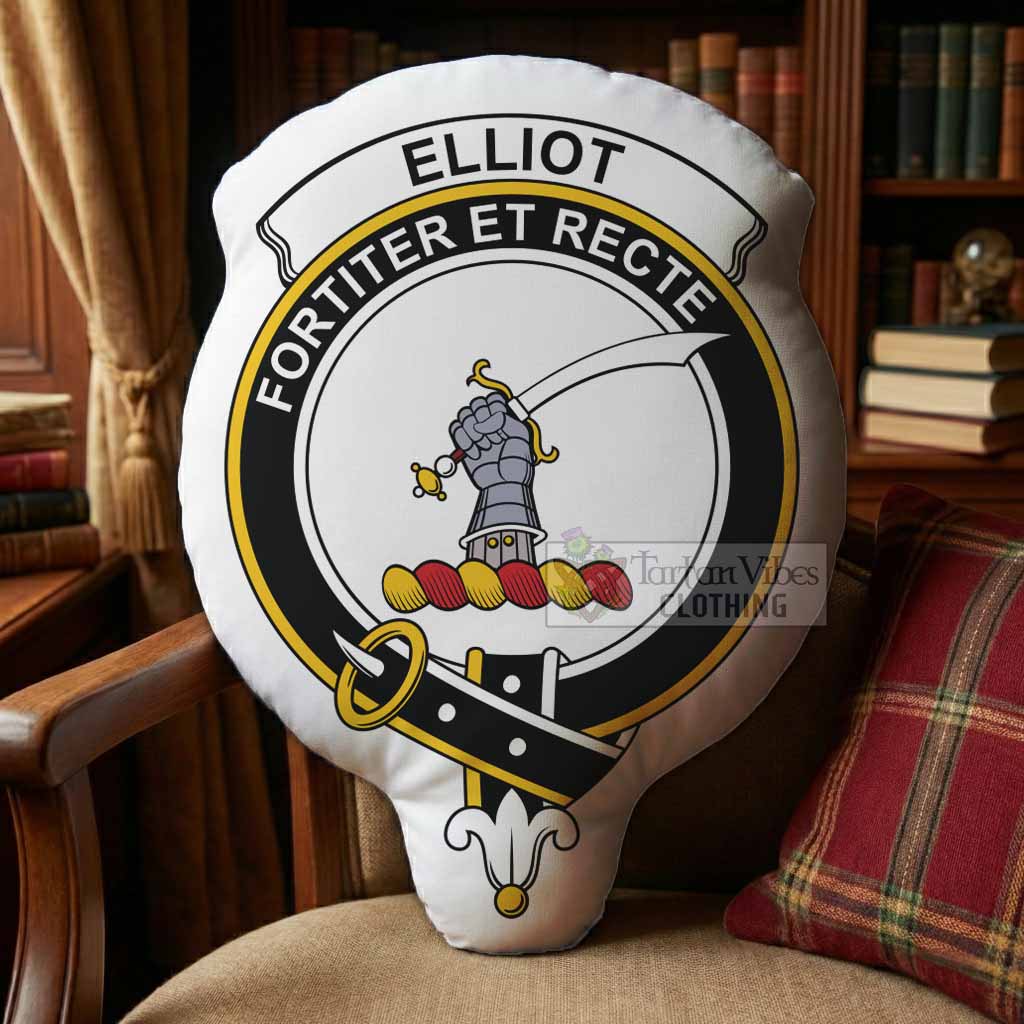 Elliot Clan Crest Shaped Throw Pillow, Scottish Clan Badge Decorative Pillow
