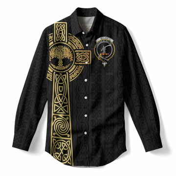 Elliot Clan Crest Women Casual Shirt with Celtic Tree of Life Inspired