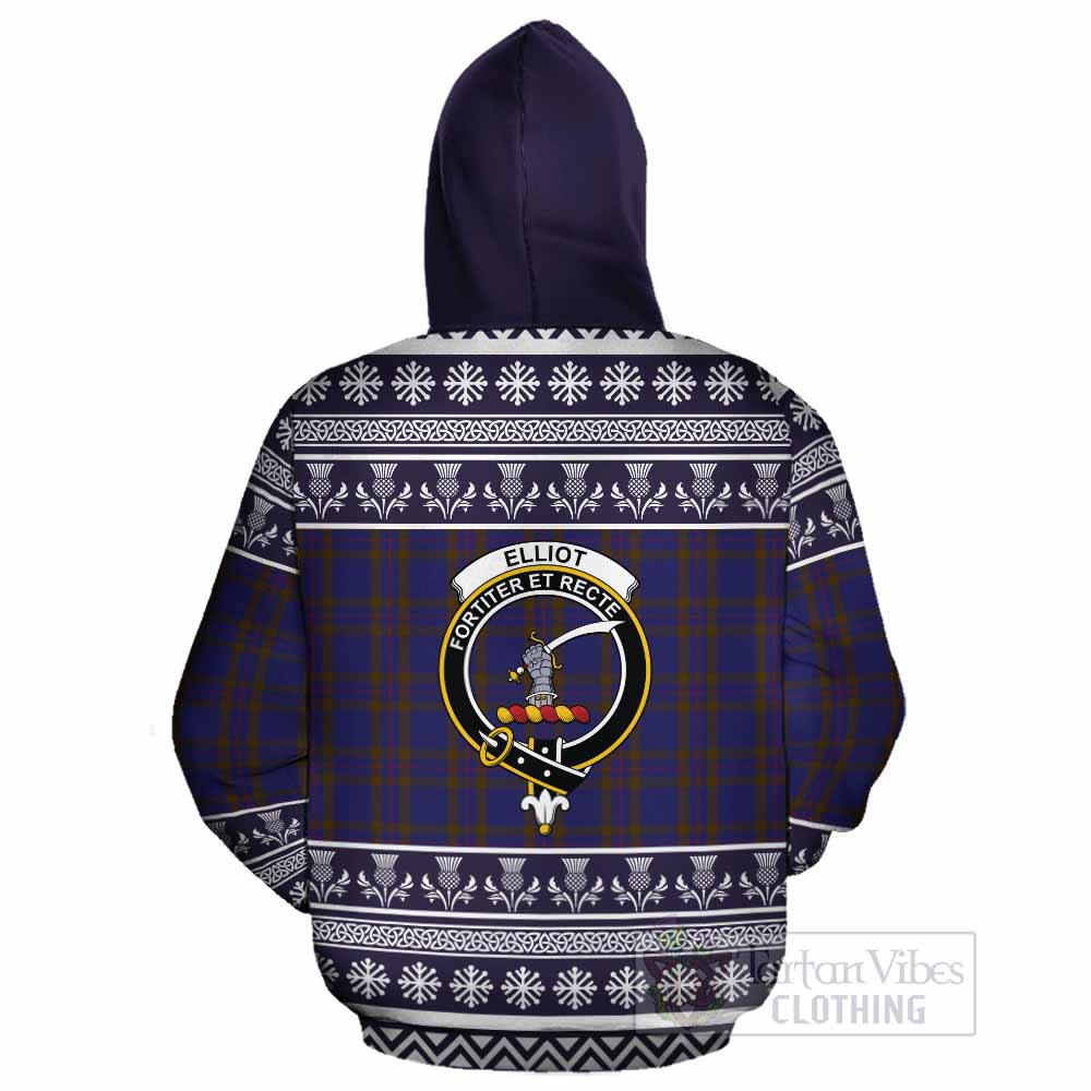 Elliot Clan Tartan Christmas Cotton Hoodie with Family Crest - Tartan Vibes Clothing