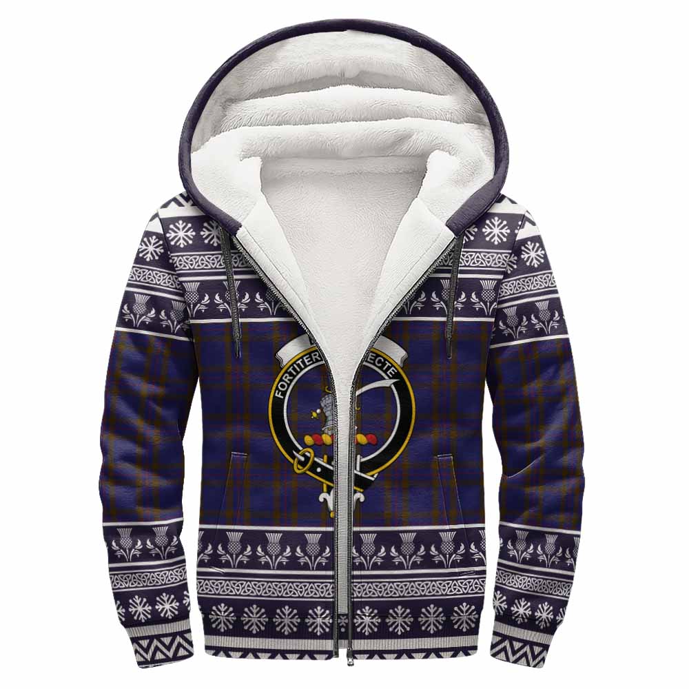 Elliot Clan Tartan Christmas Fleece Hoodie with Family Crest - Tartan Vibes Clothing