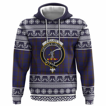 Elliot Clan Tartan Christmas Hoodie with Family Crest