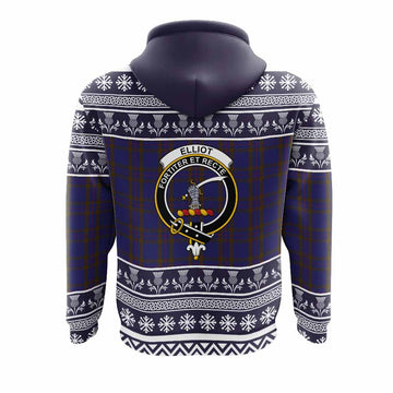 Elliot Clan Tartan Christmas Hoodie with Family Crest