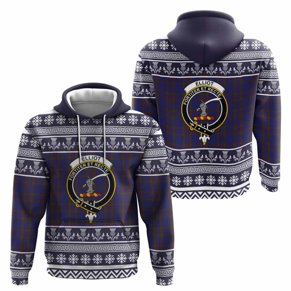 Elliot Clan Tartan Christmas Hoodie with Family Crest - Tartan Vibes Clothing