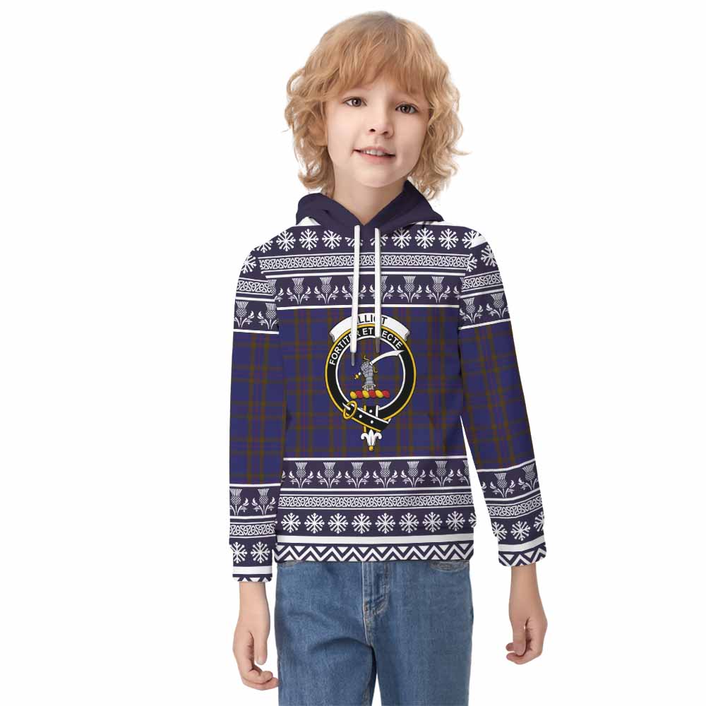 Elliot Clan Tartan Christmas Kid Hoodie with Family Crest - Tartan Vibes Clothing