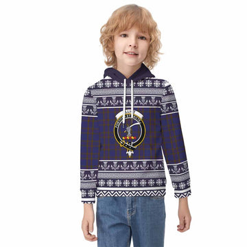 Elliot Clan Tartan Christmas Kid Hoodie with Family Crest