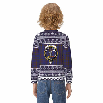 Elliot Clan Tartan Christmas Kid Ugly Sweatshirt with Family Crest