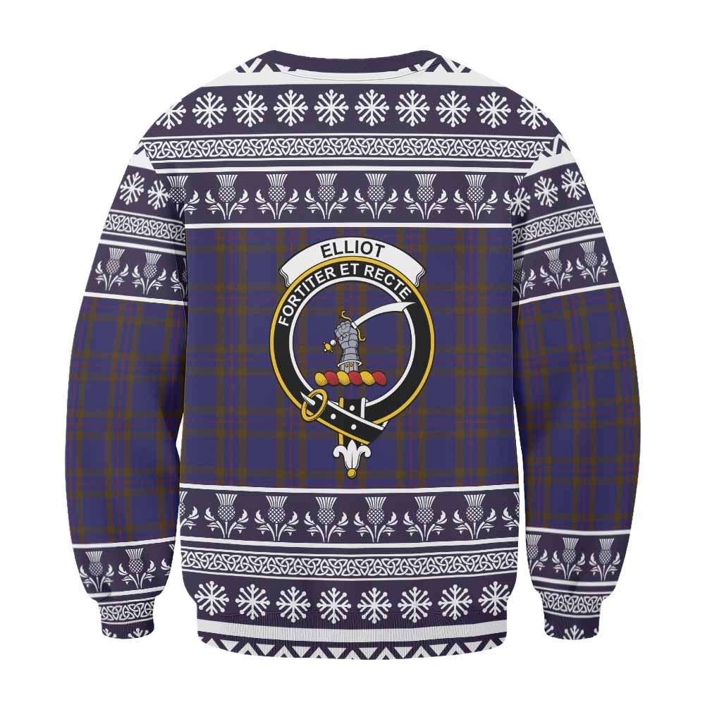 Elliot Clan Tartan Christmas Sweatshirt with Family Crest - Tartan Vibes Clothing