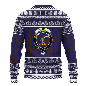Elliot Clan Tartan Christmas Ugly Sweater with Family Crest