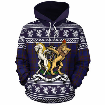 Elliot Clan Tartan Crest Christmas Cotton Hoodie Coat of Arms Funny Style