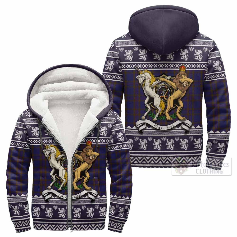 Elliot Clan Tartan Crest Christmas Fleece Hoodie Coat of Arms Funny Style - Tartan Vibes Clothing