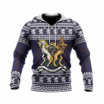 Elliot Clan Tartan Crest Christmas Knitted Hoodie Coat of Arms Funny Style