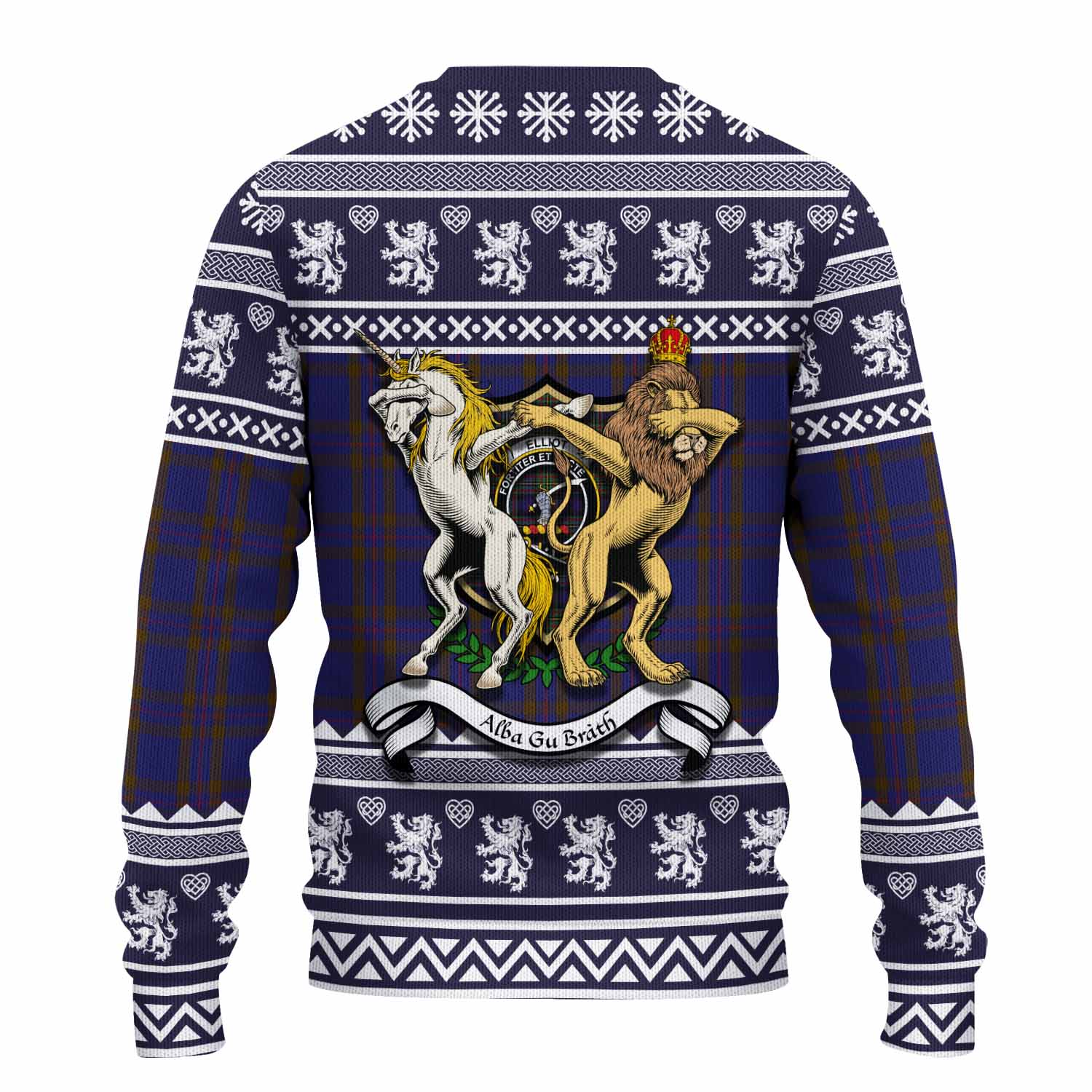 Elliot Clan Tartan Crest Christmas Ugly Sweater Coat of Arms Funny Style - Tartan Vibes Clothing