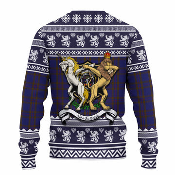 Elliot Clan Tartan Crest Christmas Ugly Sweater Coat of Arms Funny Style