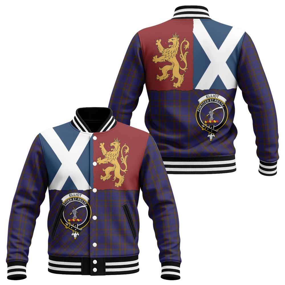 Elliot Crest Tartan Baseball Jacket with Lion Rampant Saltire Style