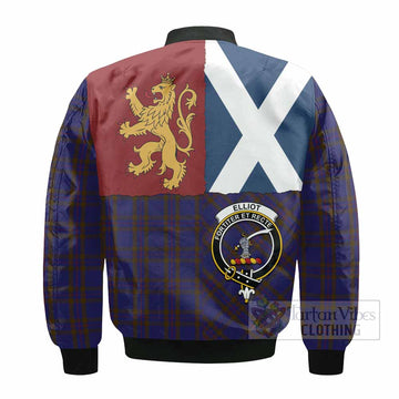 Elliot Crest Tartan Bomber Jacket with Lion Rampant Saltire Style