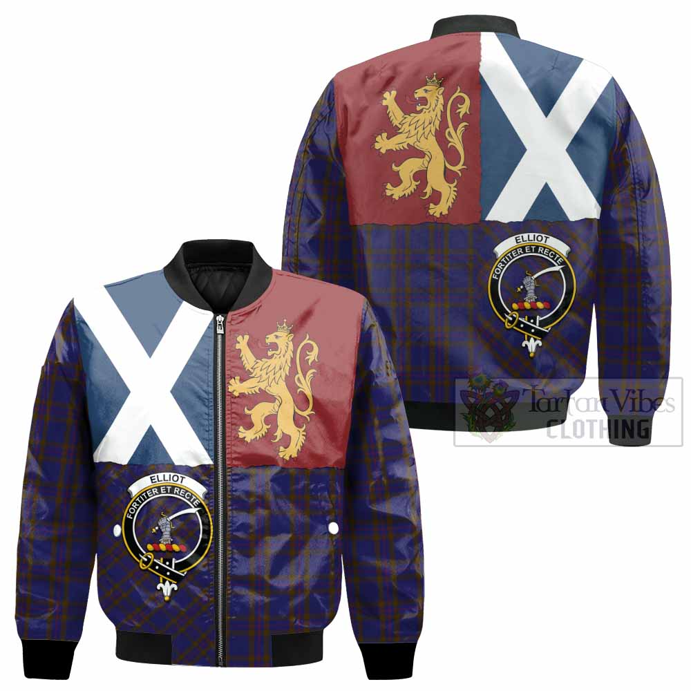 Elliot Crest Tartan Bomber Jacket with Lion Rampant Saltire Style