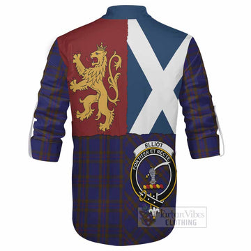 Elliot Crest Tartan Ghillie Shirt with Lion Rampant Saltire Style