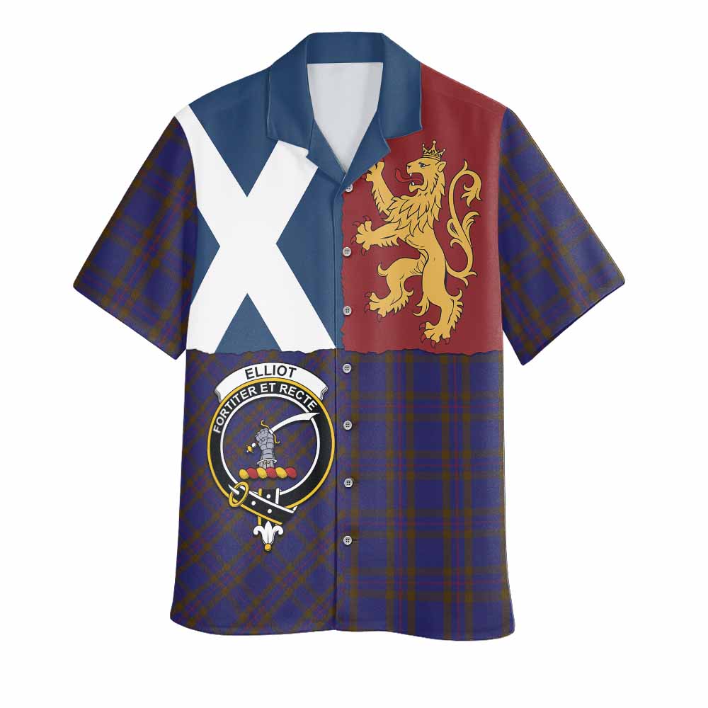 Elliot Crest Tartan Hawaiian Shirt with Lion Rampant Saltire Style
