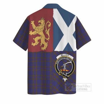 Elliot Crest Tartan Hawaiian Shirt with Lion Rampant Saltire Style