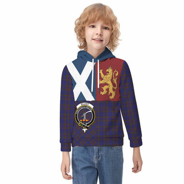 Elliot Crest Tartan Kid Hoodie with Lion Rampant Saltire Style