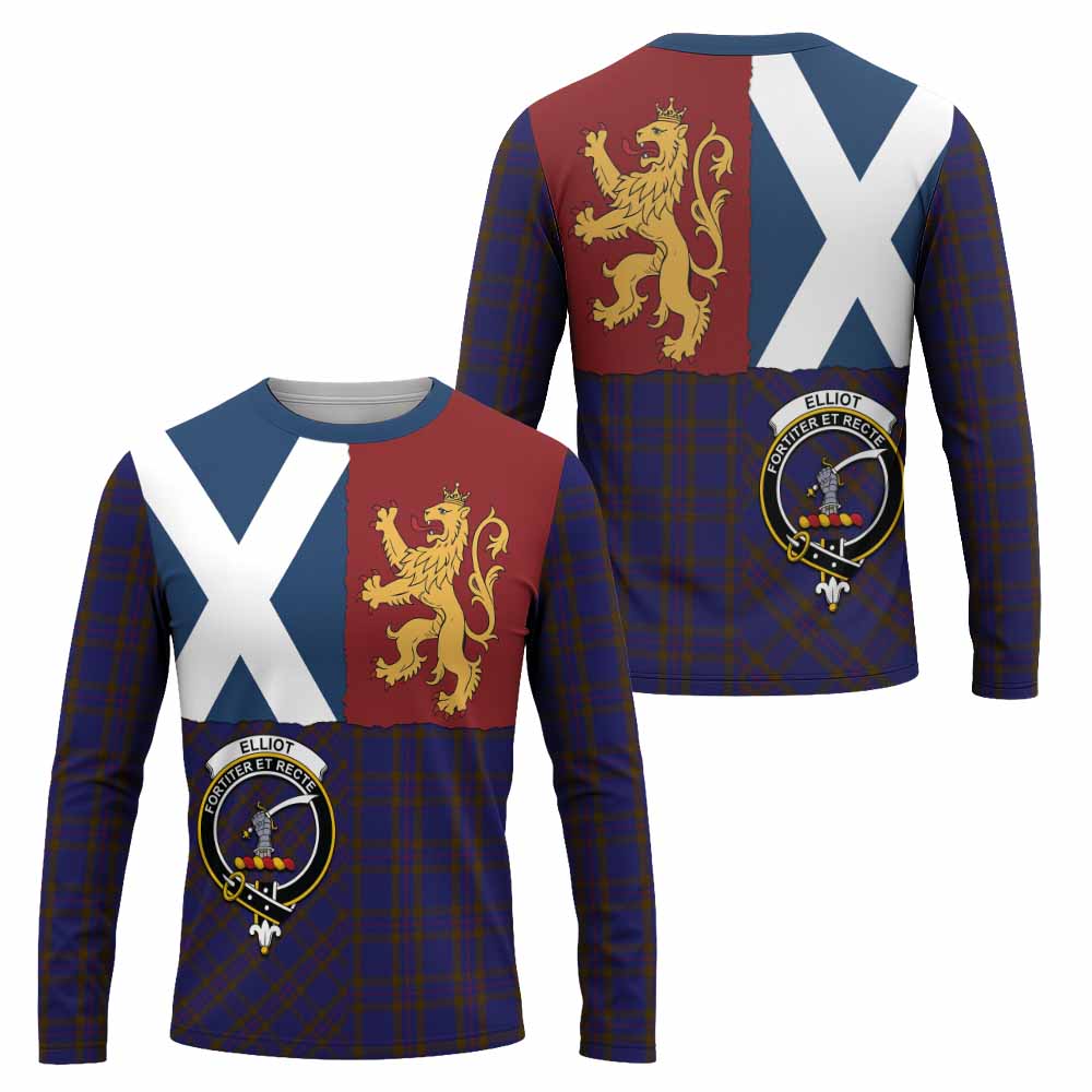 Elliot Crest Tartan Long Sleeve T-Shirt with Lion Rampant Saltire Style