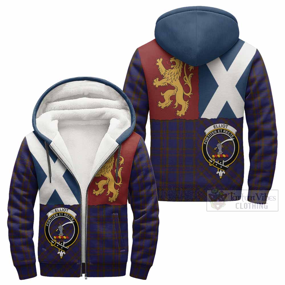 Elliot Crest Tartan Sherpa Hoodie with Lion Rampant Saltire Style