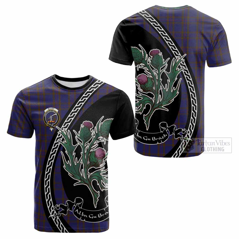 Elliot Family Crest Tartan Cotton T-shirt Alba Thistle Inspired - Tartan Vibes Clothing