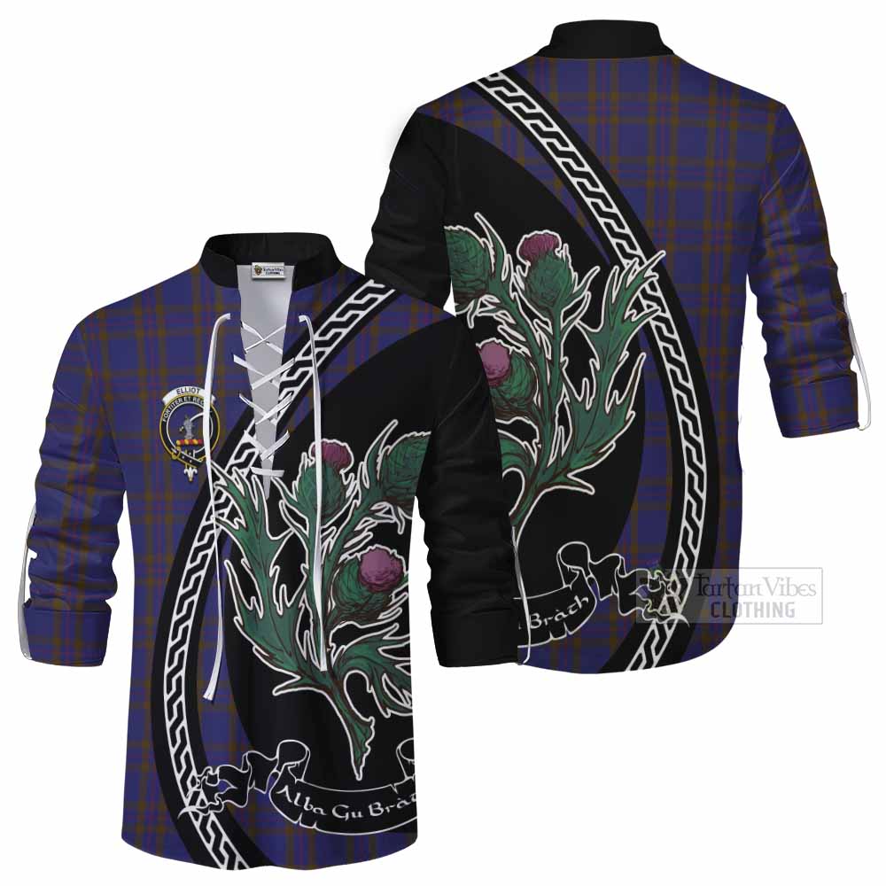 Elliot Family Crest Tartan Ghillie Shirt Alba Thistle Inspired - Tartan Vibes Clothing