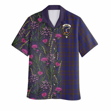 Elliot Family Crest Tartan Hawaiian Shirt Scottish Thistle Flower Pattern Half Style - Tartan Vibes Clothing