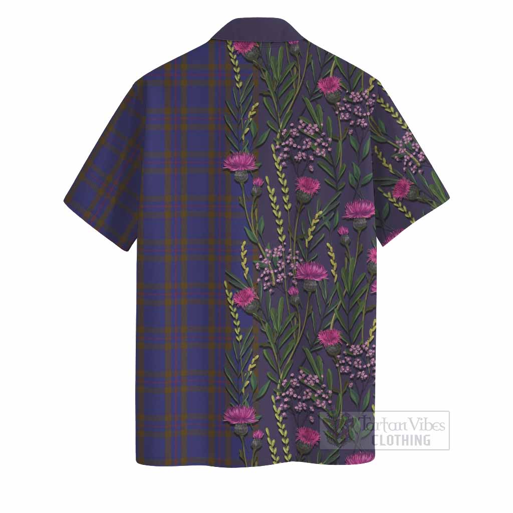 Elliot Family Crest Tartan Hawaiian Shirt Scottish Thistle Flower Pattern Half Style - Tartan Vibes Clothing