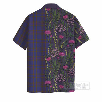 Elliot Family Crest Tartan Hawaiian Shirt Scottish Thistle Flower Pattern Half Style - Tartan Vibes Clothing